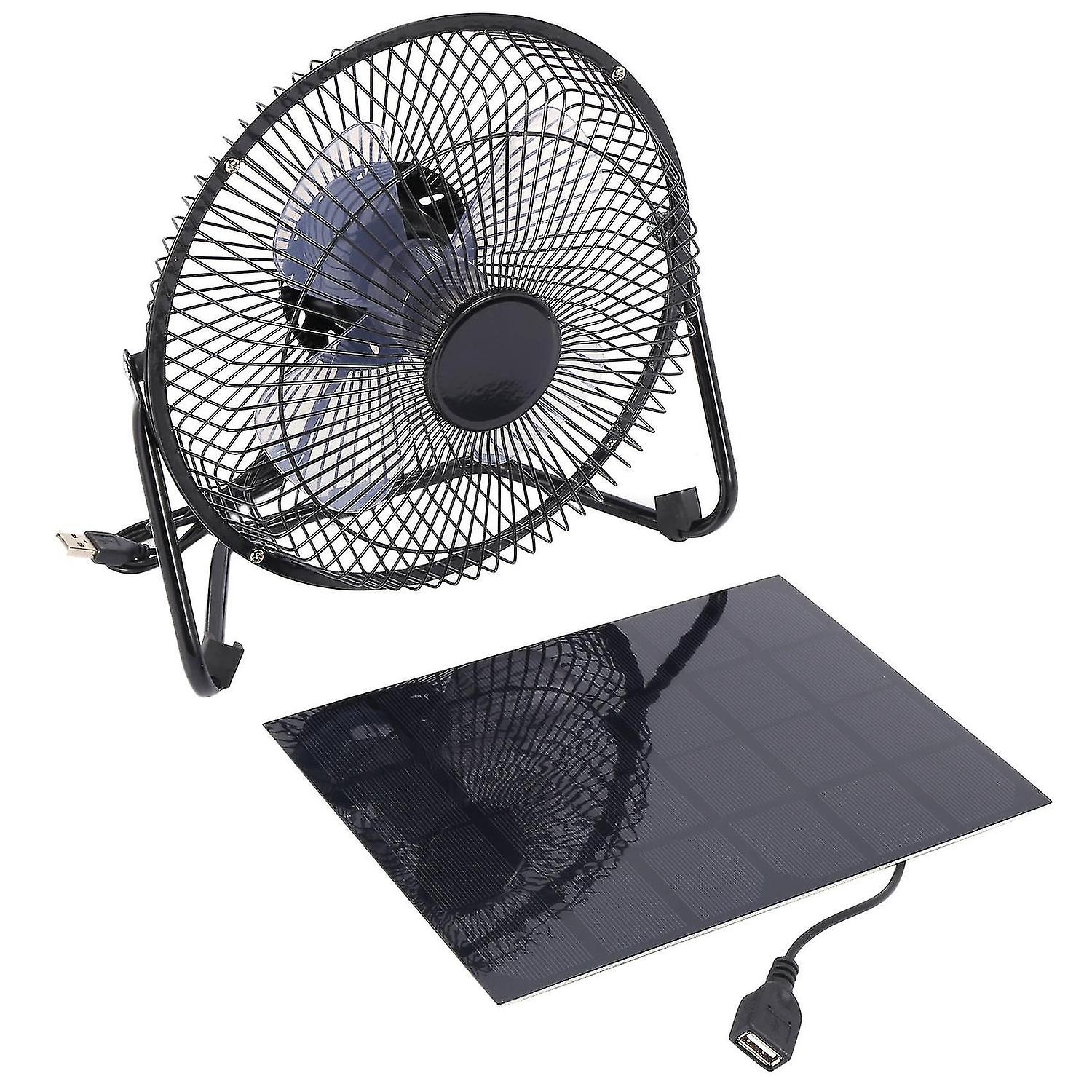 Black Solar Panel Powered +usb 5w Metal Fan 8inch Cooling Ventilation Car Cooling Fan for Outdoor T