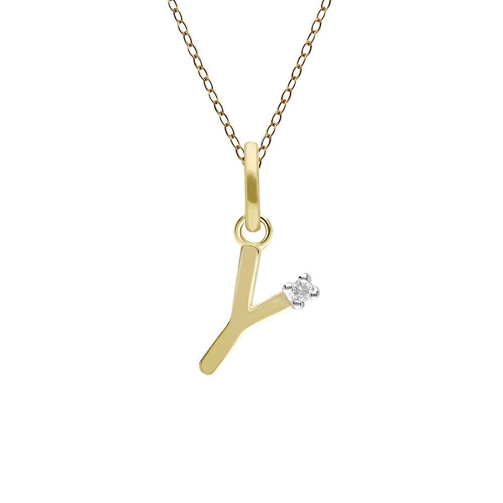 Initial Y Diamond Letter Necklace in 9ct Yellow Gold