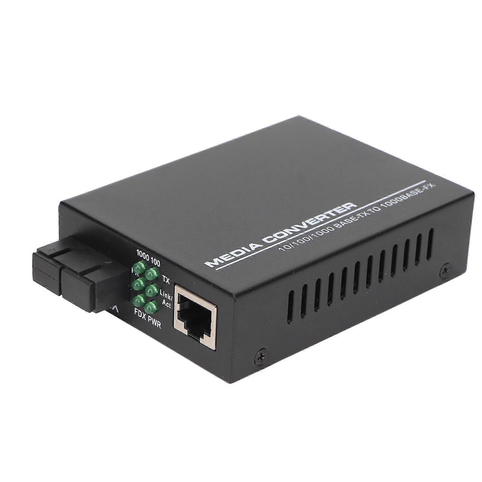 Ethernet Switch Converter 850nm 1000Mbps SC 2 Fiber Multimode RJ45 Auto Negotiate Fiber Ethernet Transceiver 100‑240V UK Plug