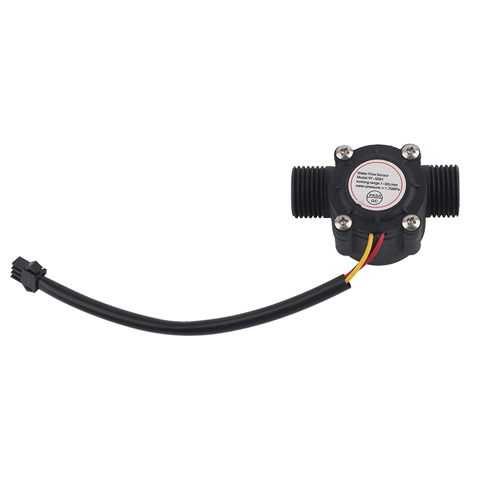 High Precision G3/4 Thread Water Flow Sensor Hall Effect Flowmeter 1-30L/min Black