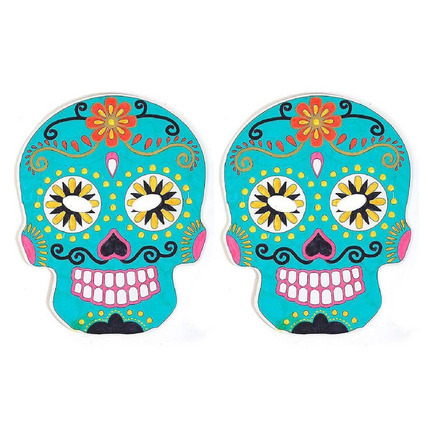12 flat cardboard masks to color in - Mexican Calavera