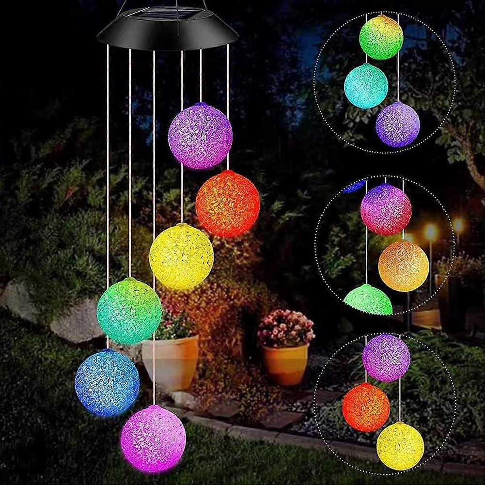Color Changing Spiral Solar Powered LED Chime Garden Outdoor Decor Romantic Patio Yard with Hook Mother's Day Gift