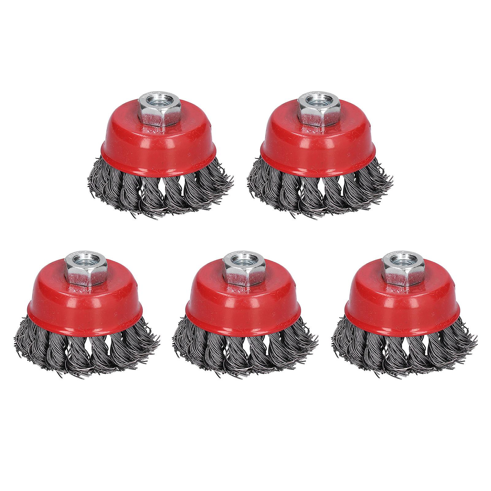 5Pcs Steel Wire Wheels Bowl Type Twisted Brushes Set M10 Screw Mounting Polishing Tool
