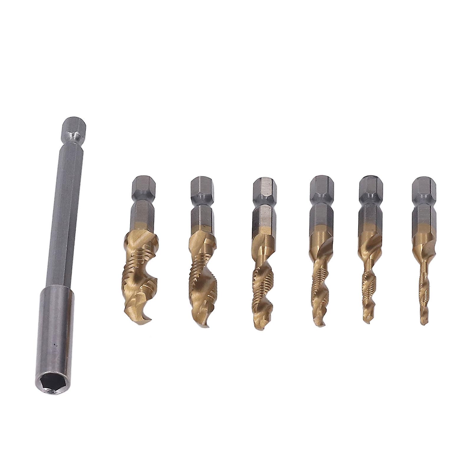 Drill Tap Set Combined Bit Hex Shank Spiral Metric M3‑M10 for Steel Aluminum Sheet Metal Thin Plate Gold