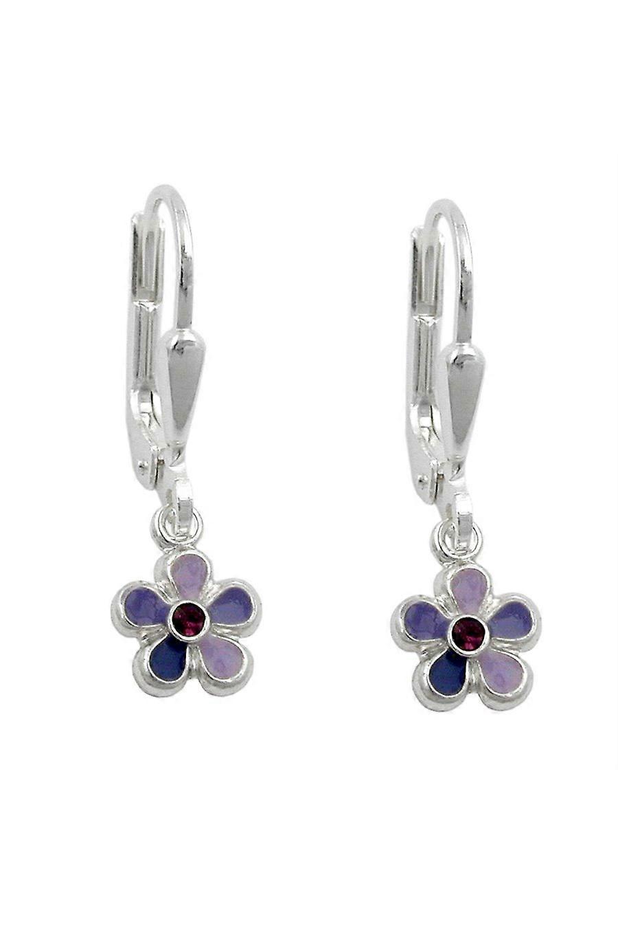 Leverback Earrings Blue/purple Flower Silver 925 - Gl91965