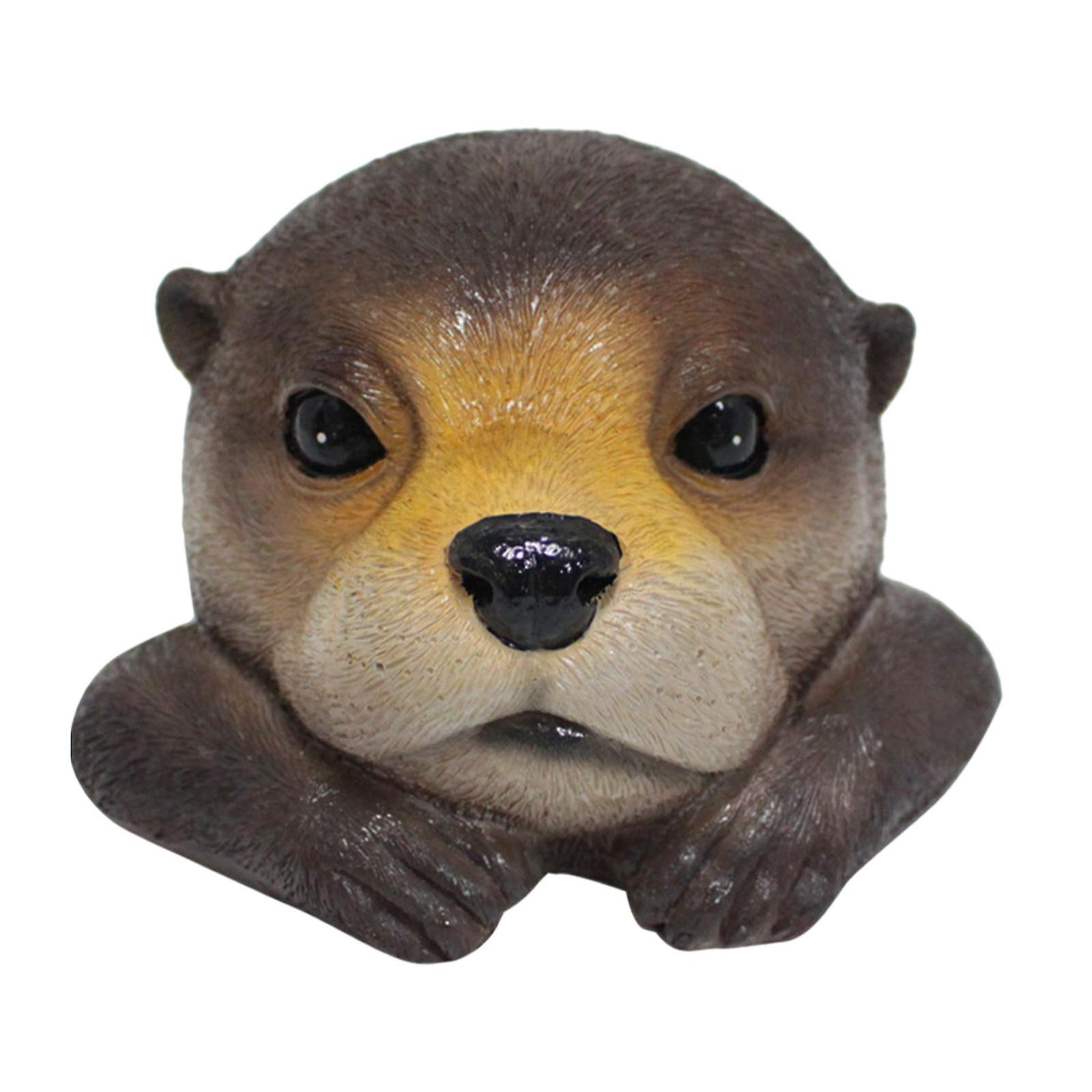 Garden Pond Floating Otter Head Decor Realistic Otter Statue Outdoor Fake Otters, Float Otters Head Decor for Courtyard Patio
