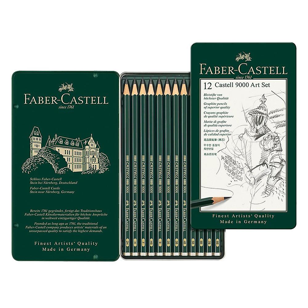 Tin of 12 Faber-Castell Premium 9000 Graphite Professional Pencil Art Set
