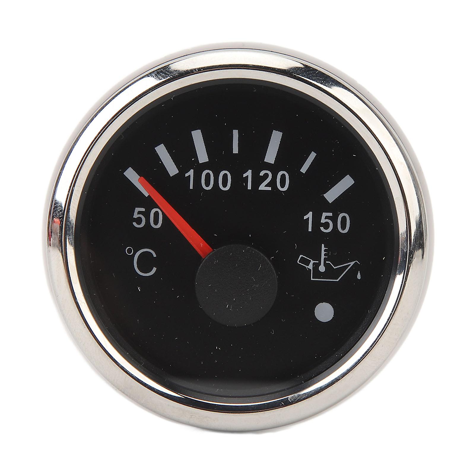 Oil Temperature Gauge with Colorful Back Light,DC 9‑32V 52mm 50‑150℃ for RVs Yachts Fishing Boats(sliver)