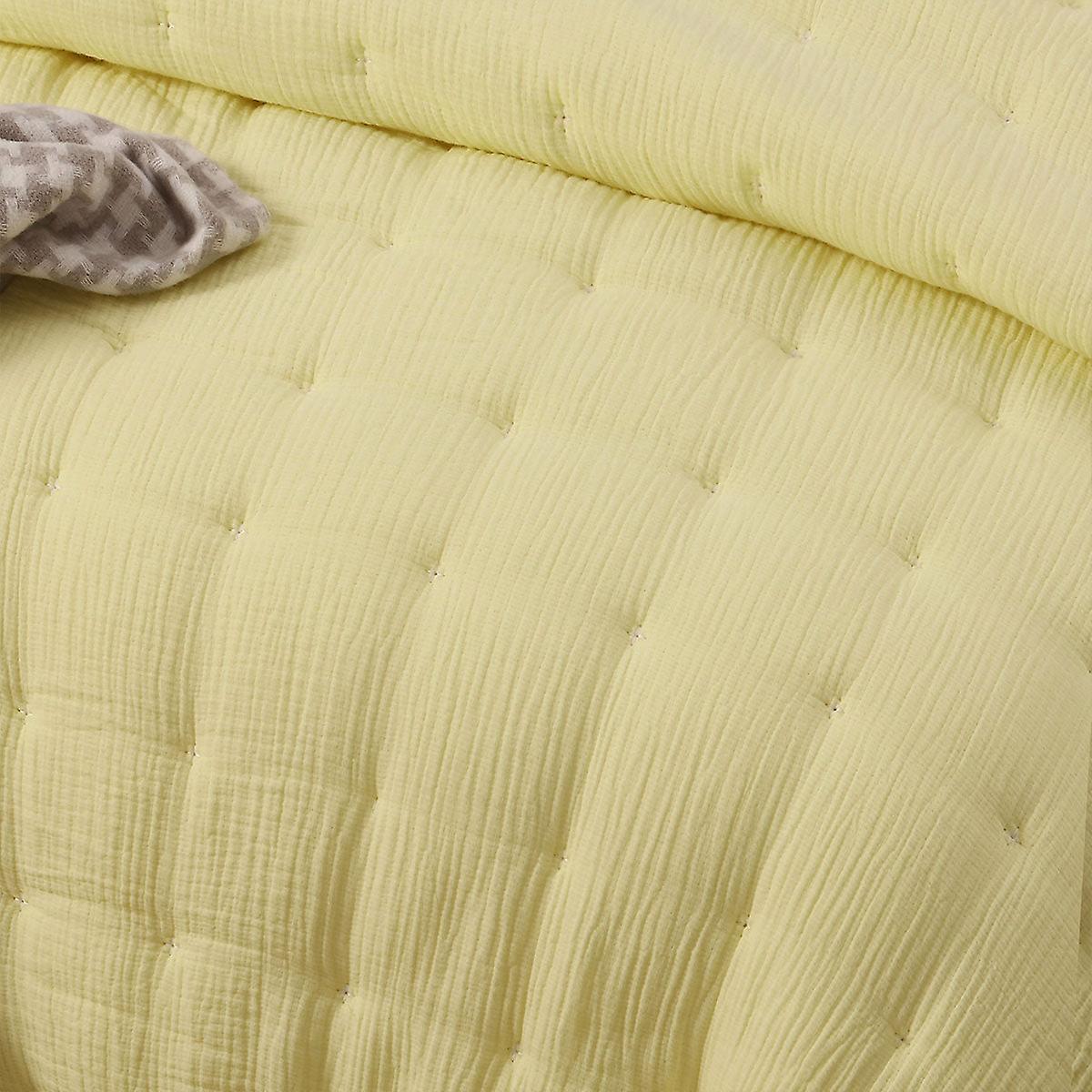 Design Homewares 3 Piece Hugo Cotton Gauze Quilted Comforter Set Butter Blankets