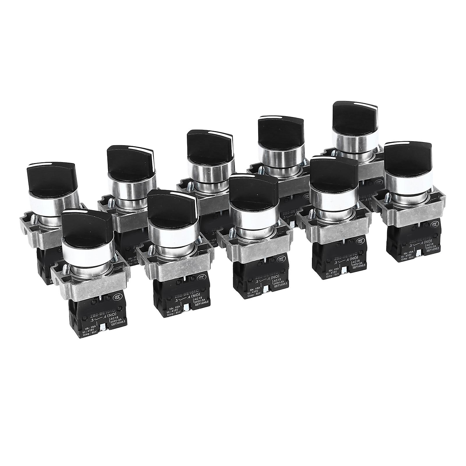 10Pcs XB2 Rotary Switch 3-Position Self Locking 22mm AC240V