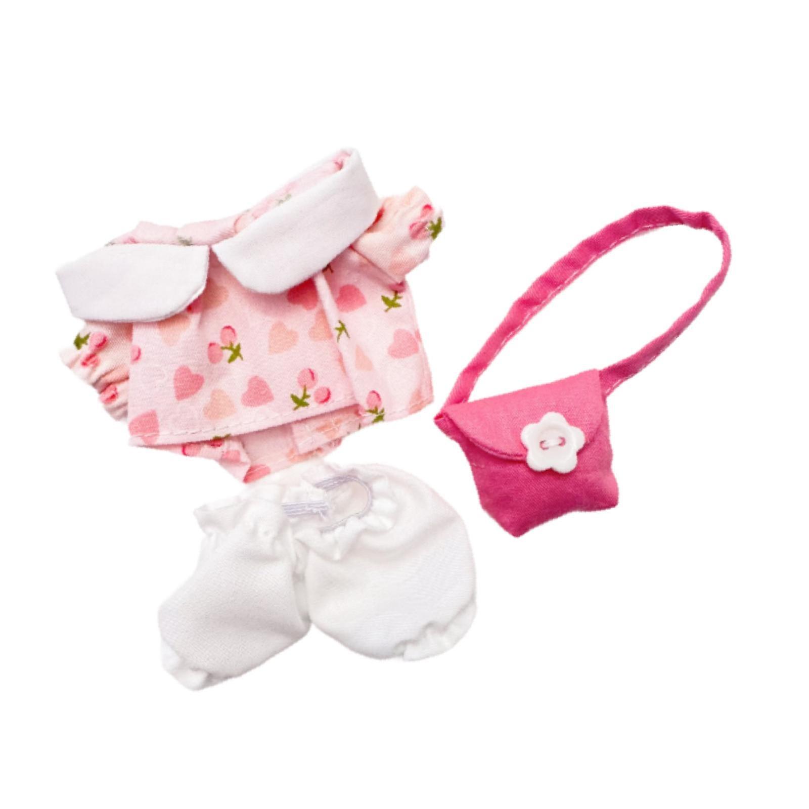 Mini 6 Zoll Puppe Kleidung Puppe Kleid Anzug für Anhänger Puppe Kinder Alter 5-7 Puppen rosa