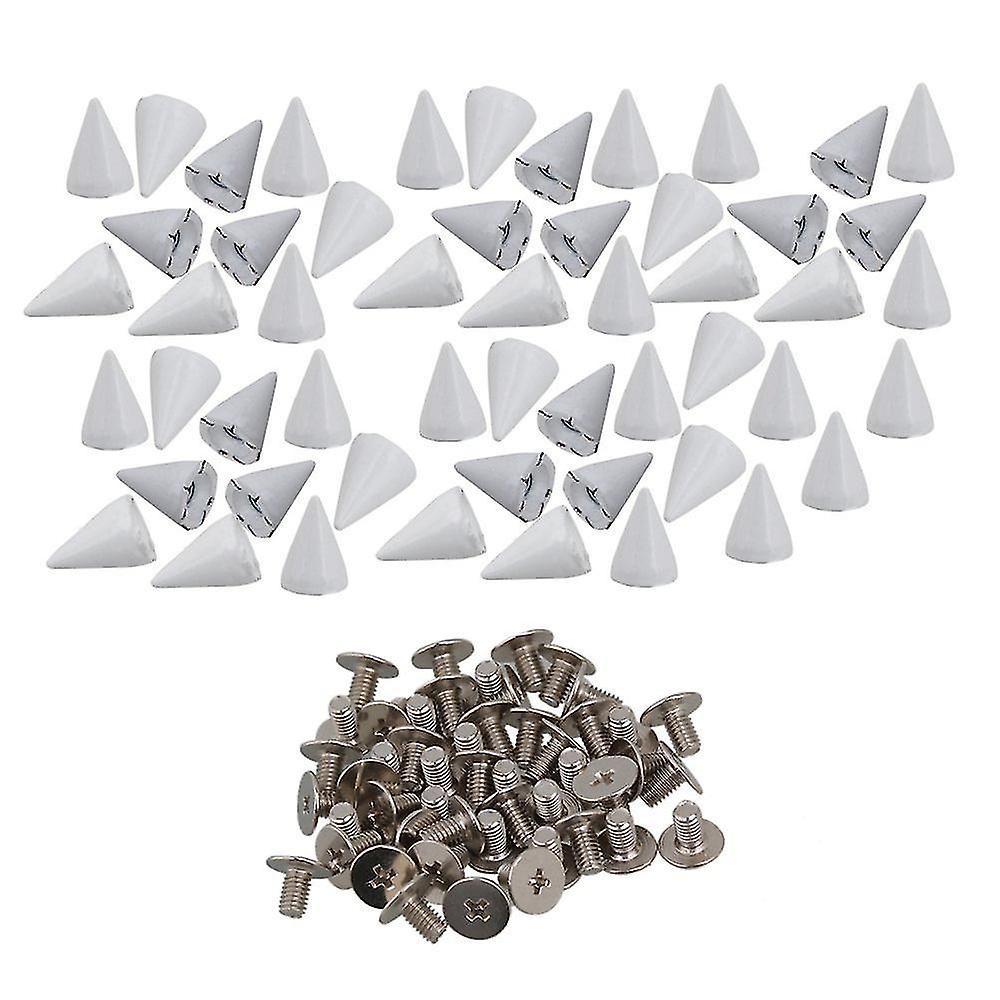 For 50pcs 7*10mm White Stud Punk Rock Tip Rivet Spikes WS2699