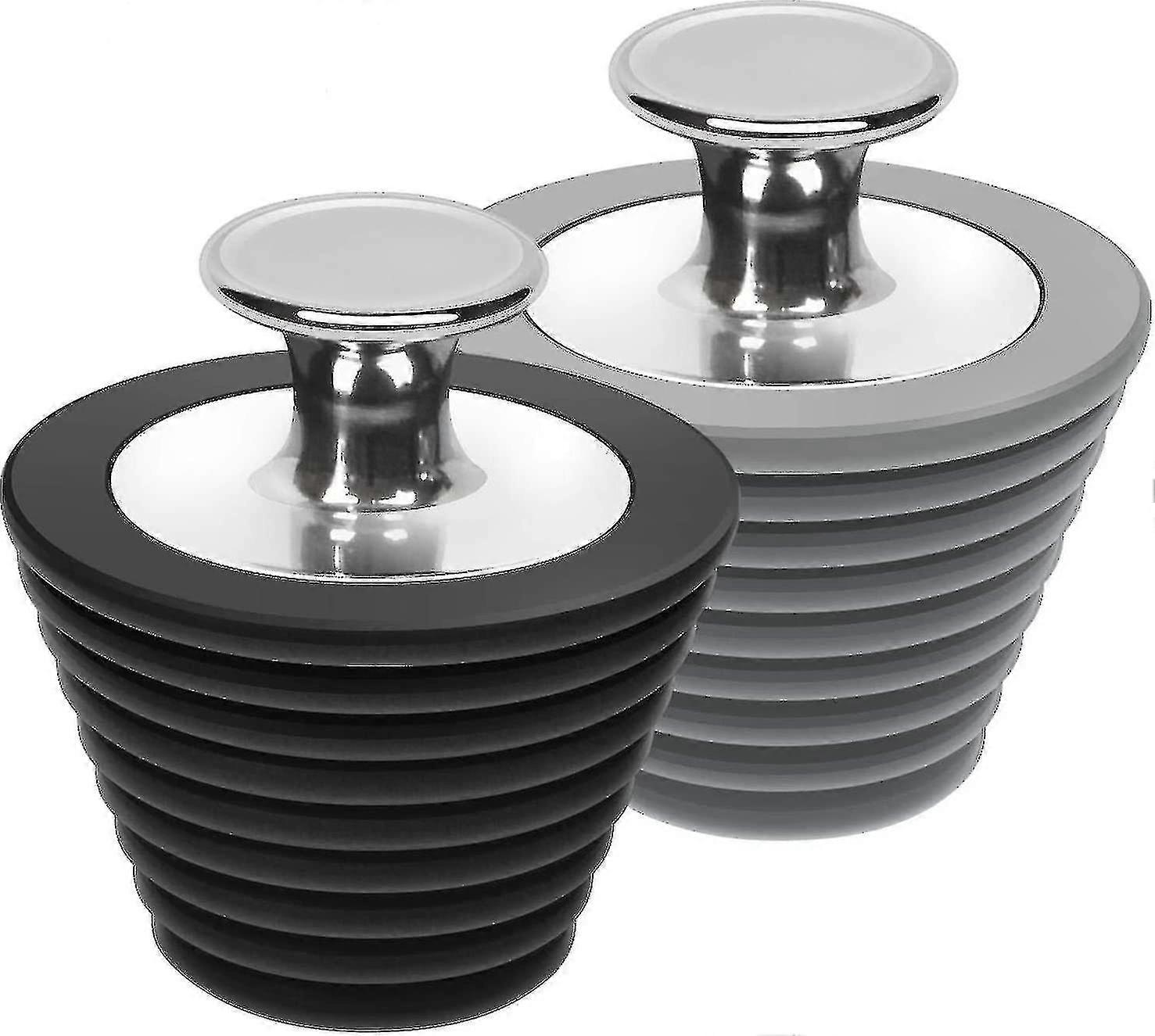 2 Pack Tappi universali per vasca nero e grigio