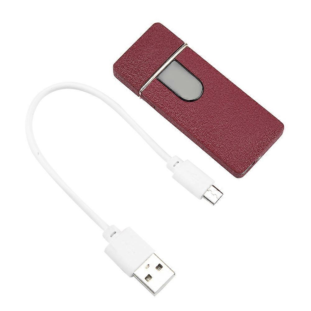 Touch Sensor USB Rechargeable Electric Windproof Cigarette Lighter Electricity Display (Red)