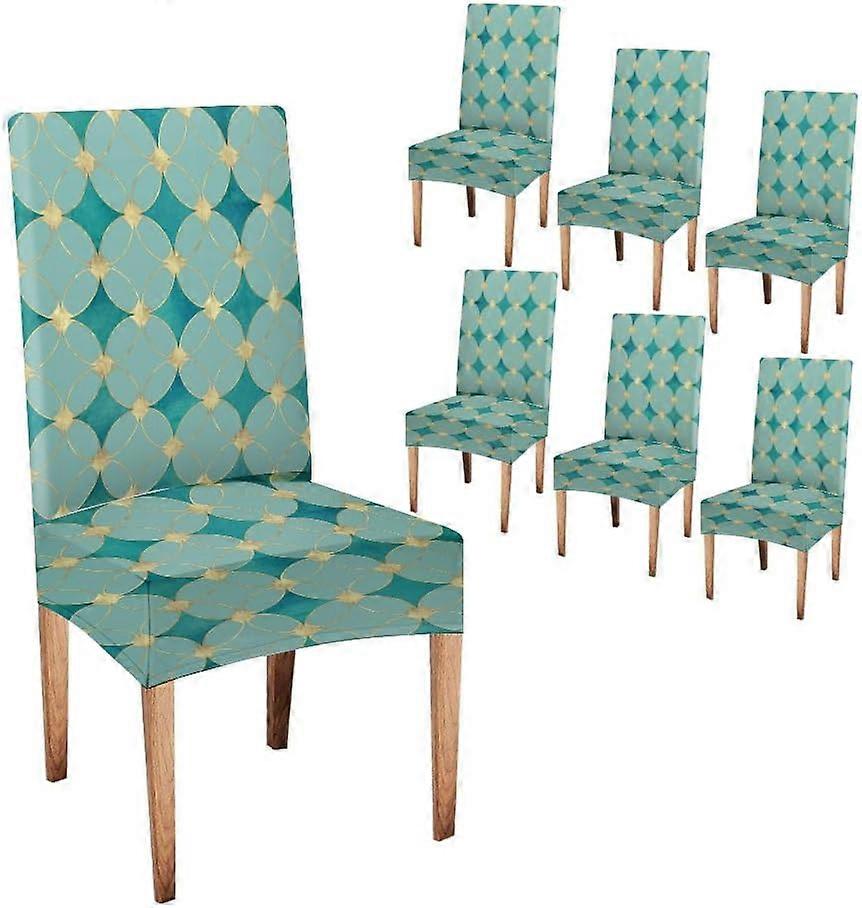 Capas de Cadeira Parsons Turquesa Abstrata Pacote com 6 Capa Protetora de Cadeira de Jantar de Natal com Círculos Moderna Abstrata com Círculos Ho
