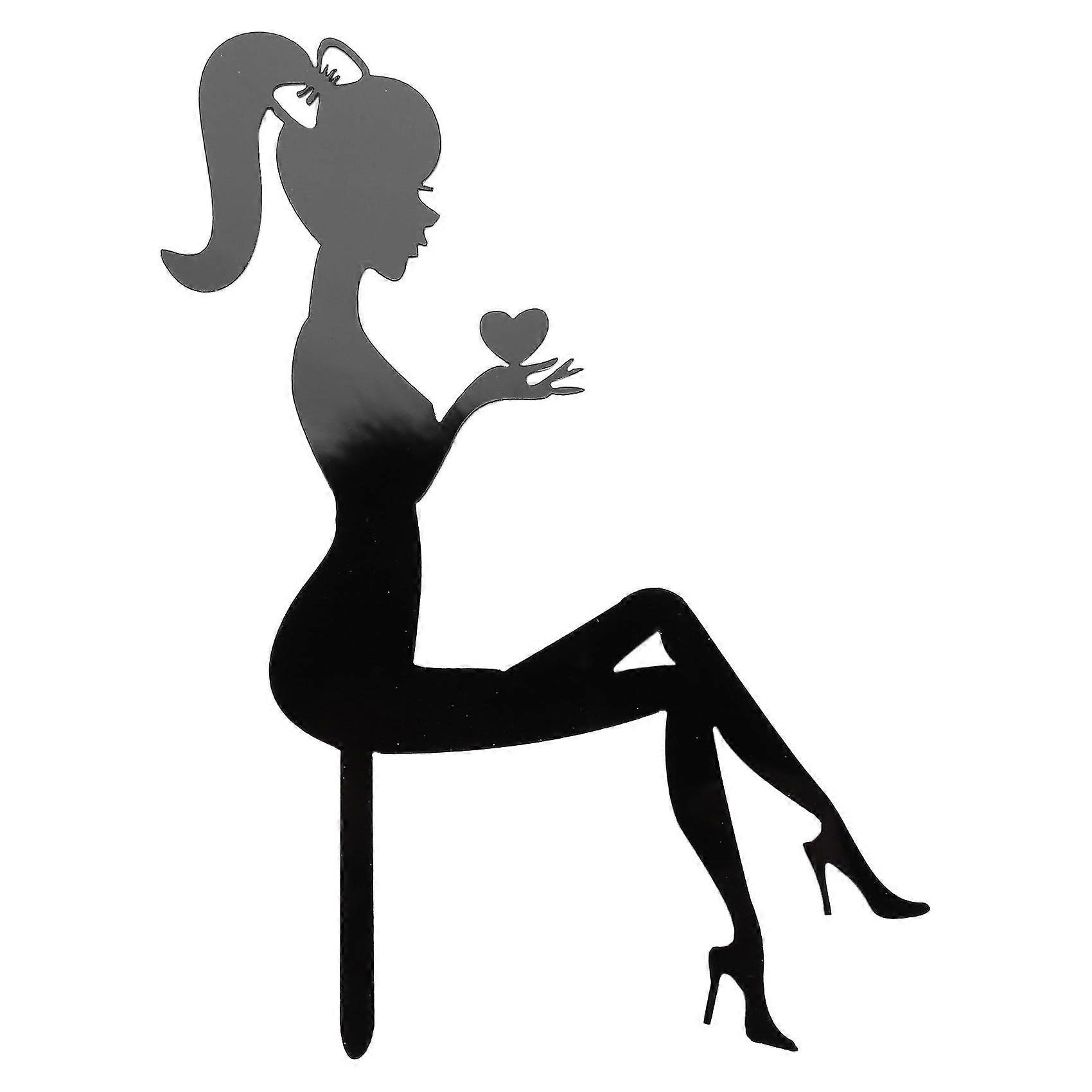 6pcs High Heels Pattern Birthday Cake Decoration Cake Topper(black)