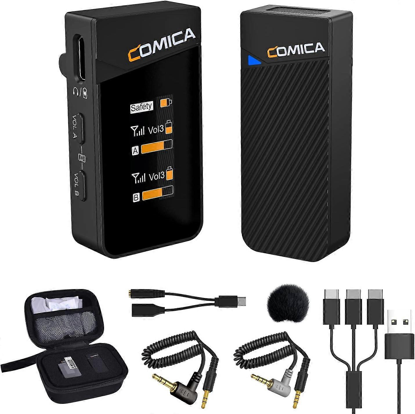 MKK comica Vimo C1 Wireless Lavalier Microfone com Cancelamento de Ruído, Modo de Segurança, IPS Display Reversível, Compacto Microfone de Lapela Sem Fio para iPhone An