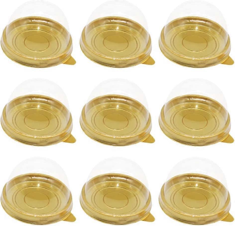 100pcs Round Plastic Transparent Dome Cupcake Boxes Baking Packing Box - Black