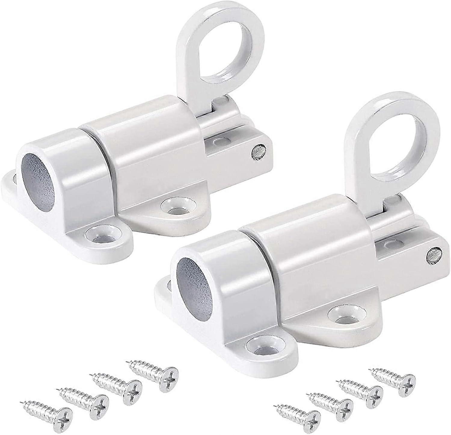 2 Pieces Aluminum Latch, Bounce Latch, Spring Bounce Latch Lock Latch, for Window Shed Gate Toilet Bedroom - White