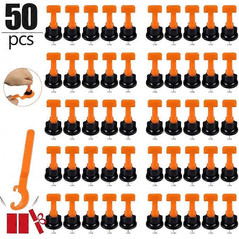 50 T-shaped floor tile levelers, 1 adjusting wrench, suitable for floor tile leveling