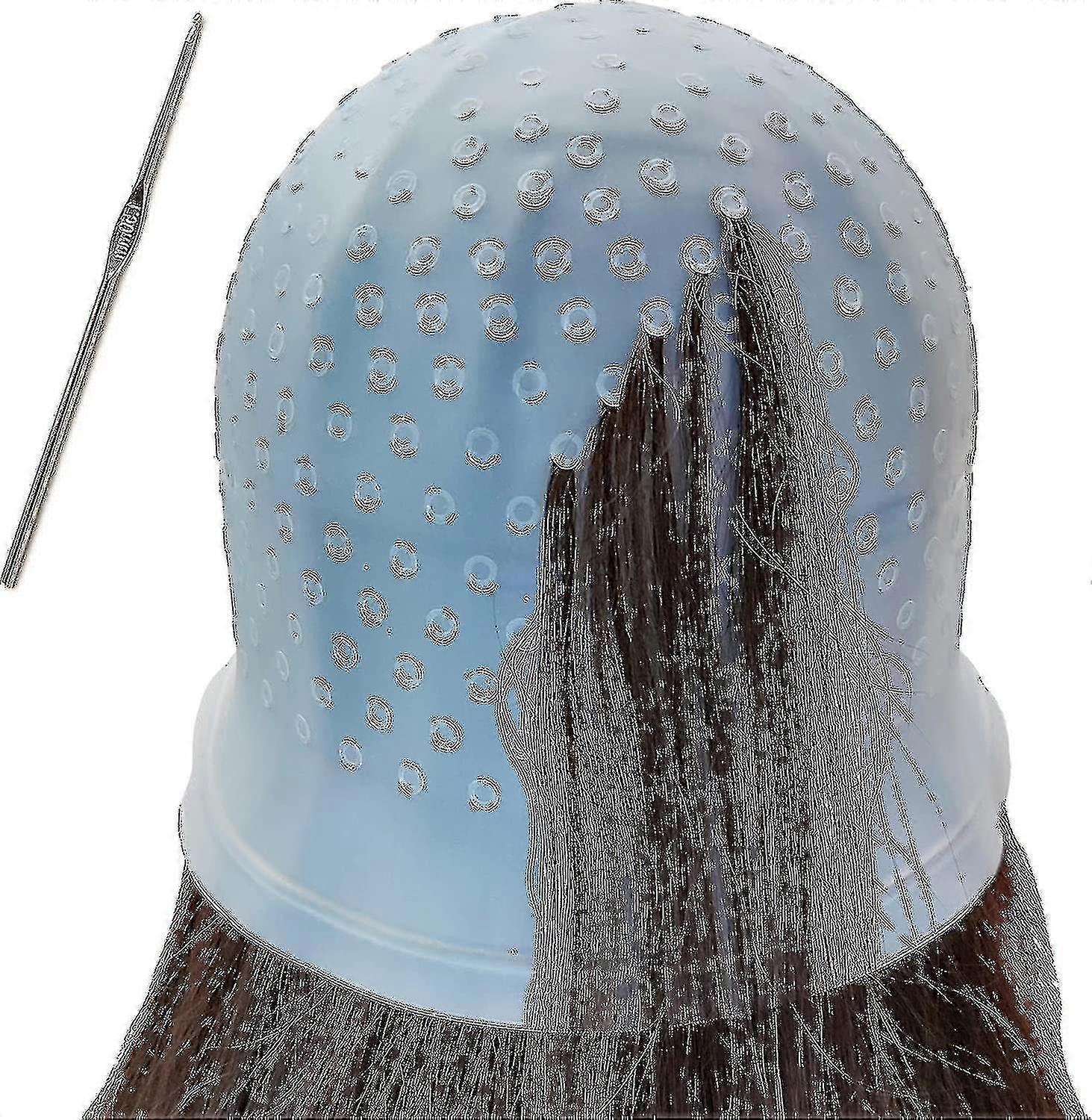 Silikon-Highlighting-Kappe, Highlighting-Kappe und Haken, Haarfärbekappe, Haar-Frosting-Kappe, Highlighting-Frosting-Kappe