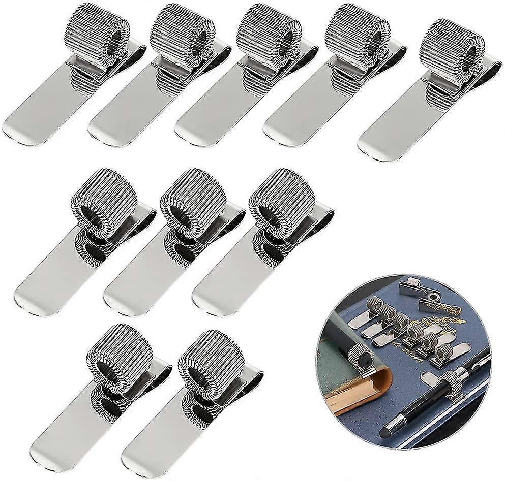 Stainless Pen Holder Clip For Notebook And Clipboard With Spring 5 Top 5 Side