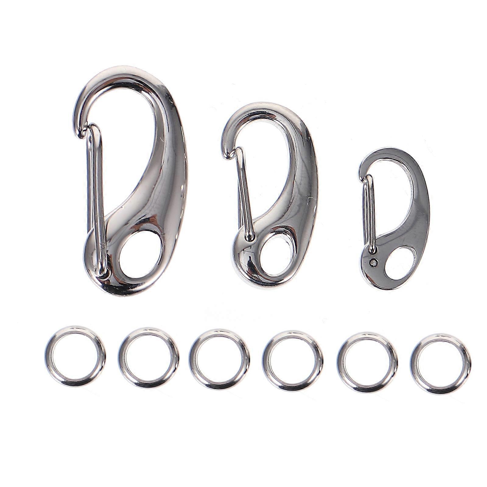3Pcs Stainless Steel Pet Tag Quick Clip Split Load Hooks with 6Pcs Rings