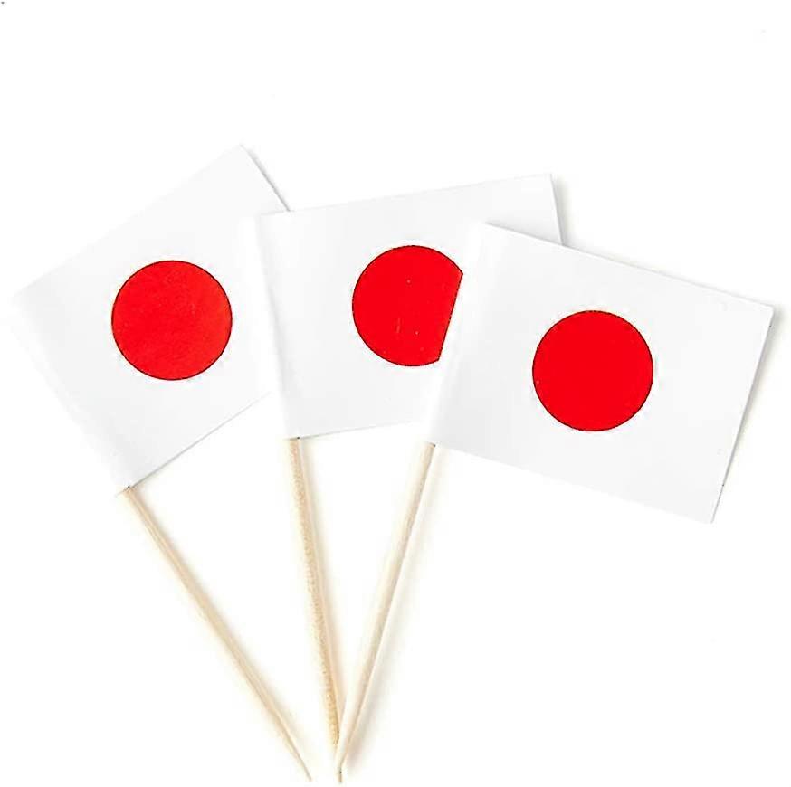 Japan Japanese Flag Small Toothpick Mini Cupcake Flags Decorations (100 Pcs)