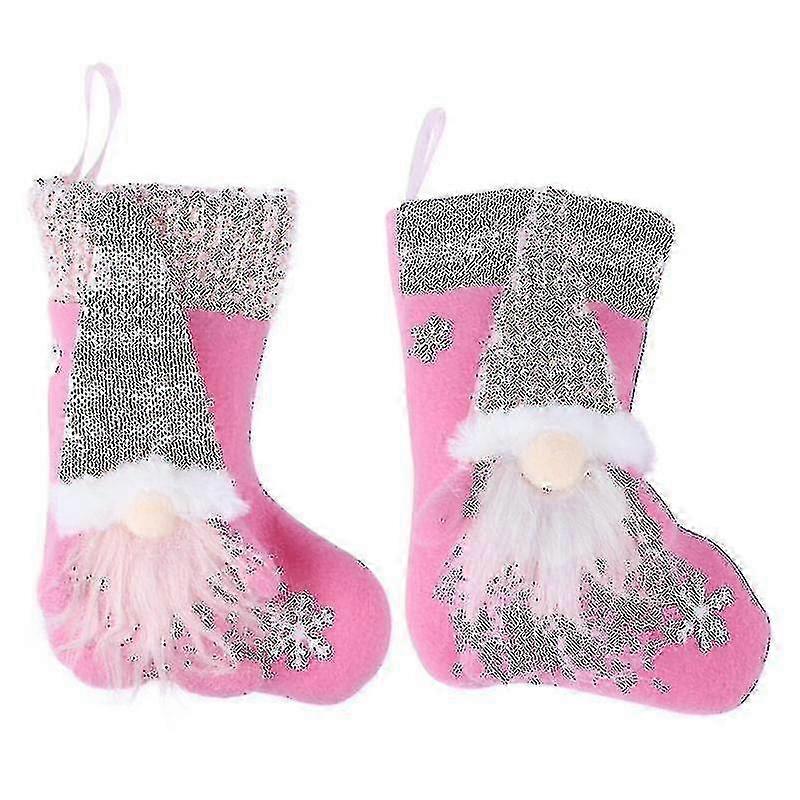 Pour 2pcs Bas de Noël En Forme Décor Sans Visage Poupée Pendentif Scène Disposition Pendentif