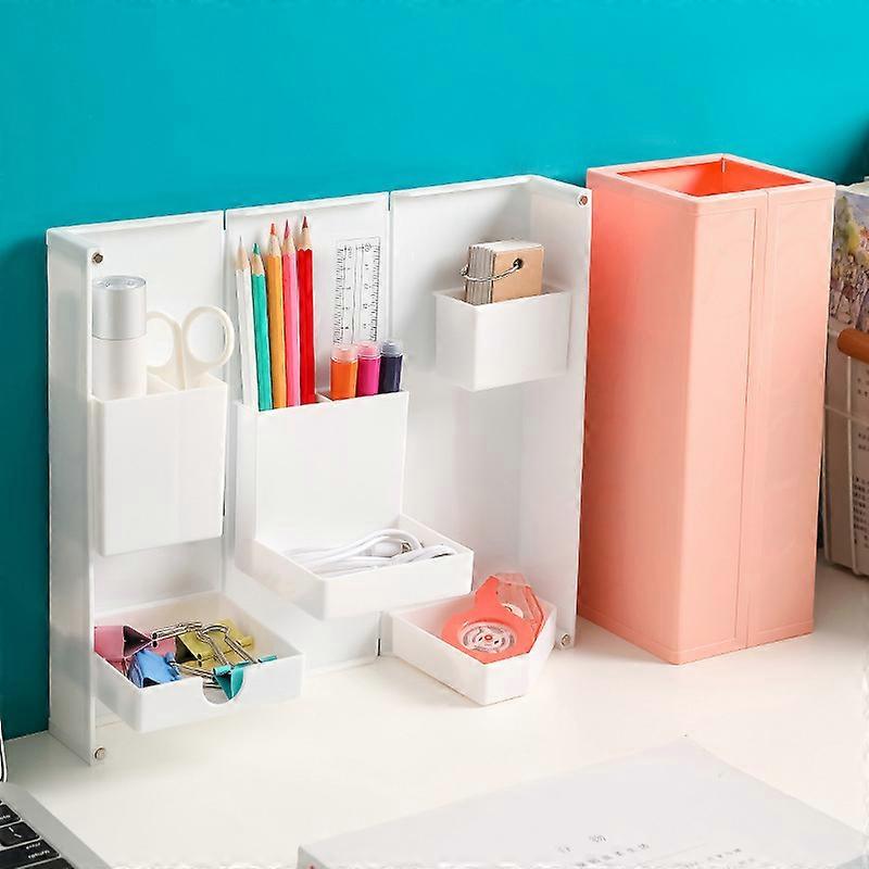 Foldable Magnetic Pen Case Makeup Storage Box Desktop Organizer  Stand Case School Office Supply