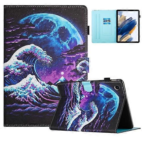 For Samsung Galaxy Tab A9+ Colored Drawing Stitching Leather Tablet Smart Case