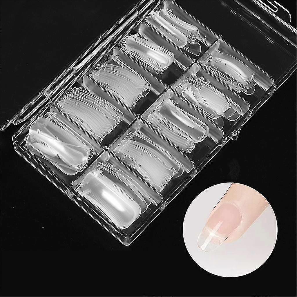 Fully Covering Transparent Artificial Nails, Acrylic, 100pcs