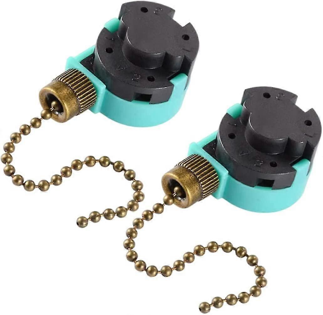 Ceiling Fan Switch, Pull Chain Switch,4 Wire Pull Chain Switch Control Ceiling Fan Replacement Speed Control Switch Bronze(blue)(2pcs)
