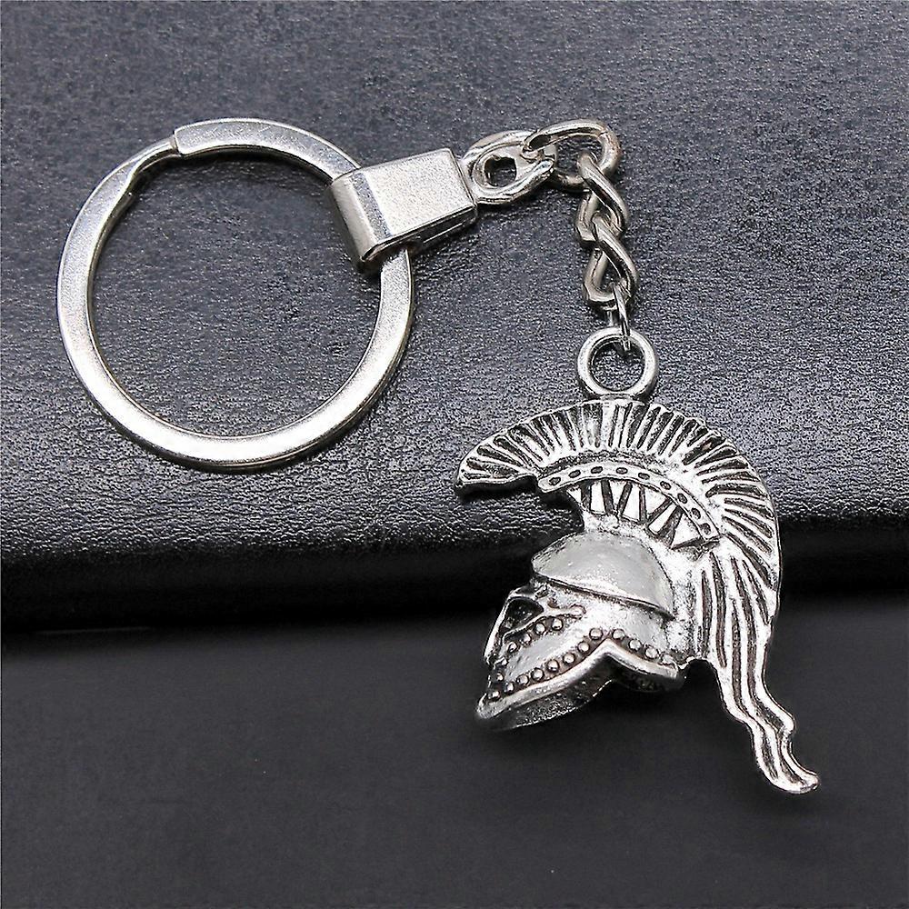 DIYメタルホルダーチェーンお土産ギフトメンズキーホルダー2色36x28x14mm 3Dレトロローマの兵士ヘルメットペンダントキーリング