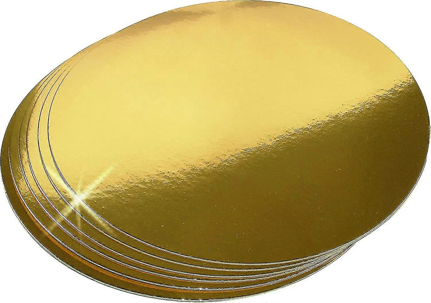 Heilwiy Set Of 10 Cake Pad Cardboard Gold Cake Plates Cardboard Around 32 Cm Disposable