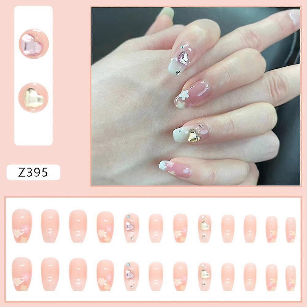 False Nails Artificial Fake Nails 24pcs Glossy False Nails Glitter Fake Nails