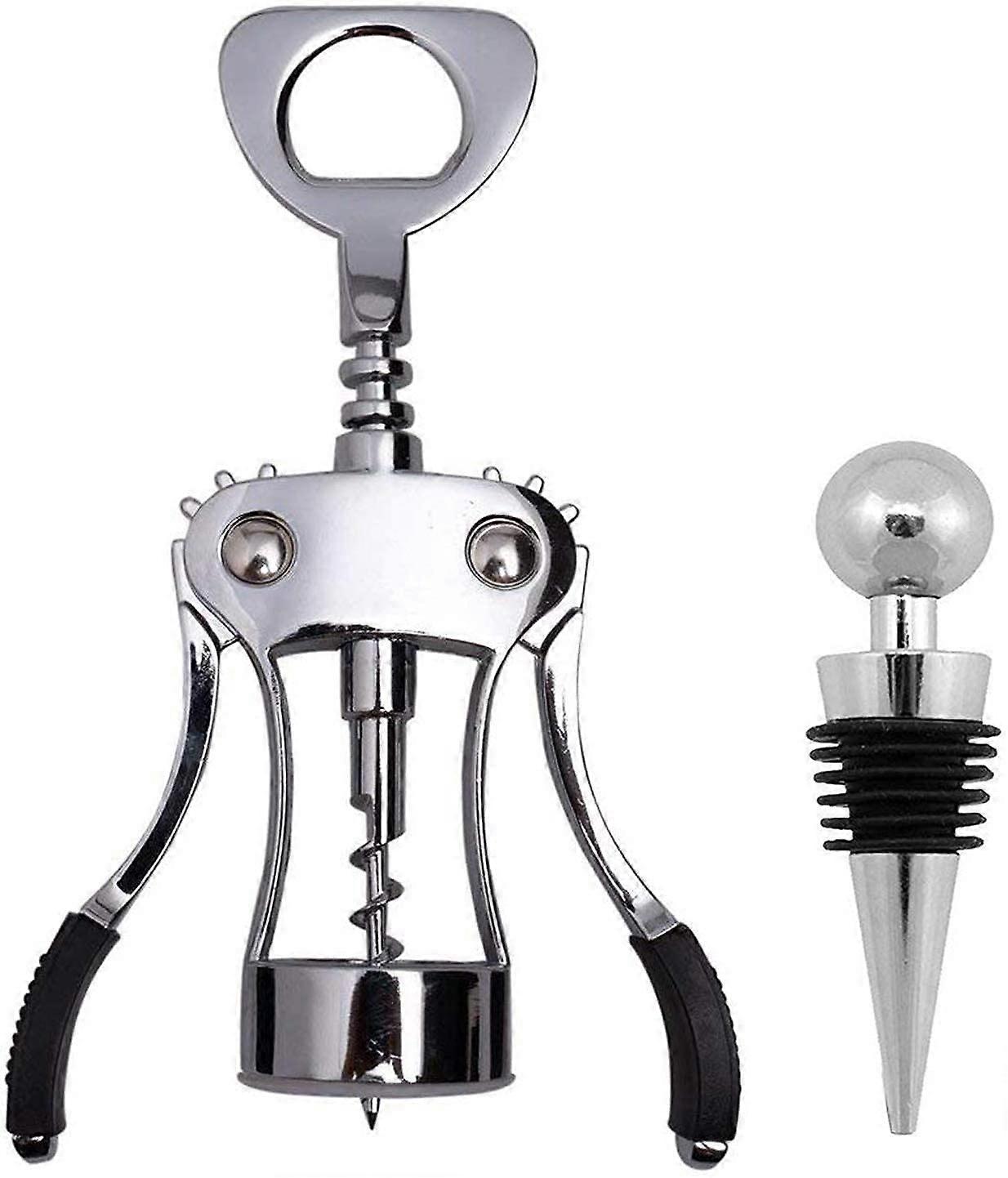 Upgrade Wing Corkscrew Wine Opener with Wine Stopper, Waiters Corkscrew Cork and Beer Cap Bottles Opener Remover