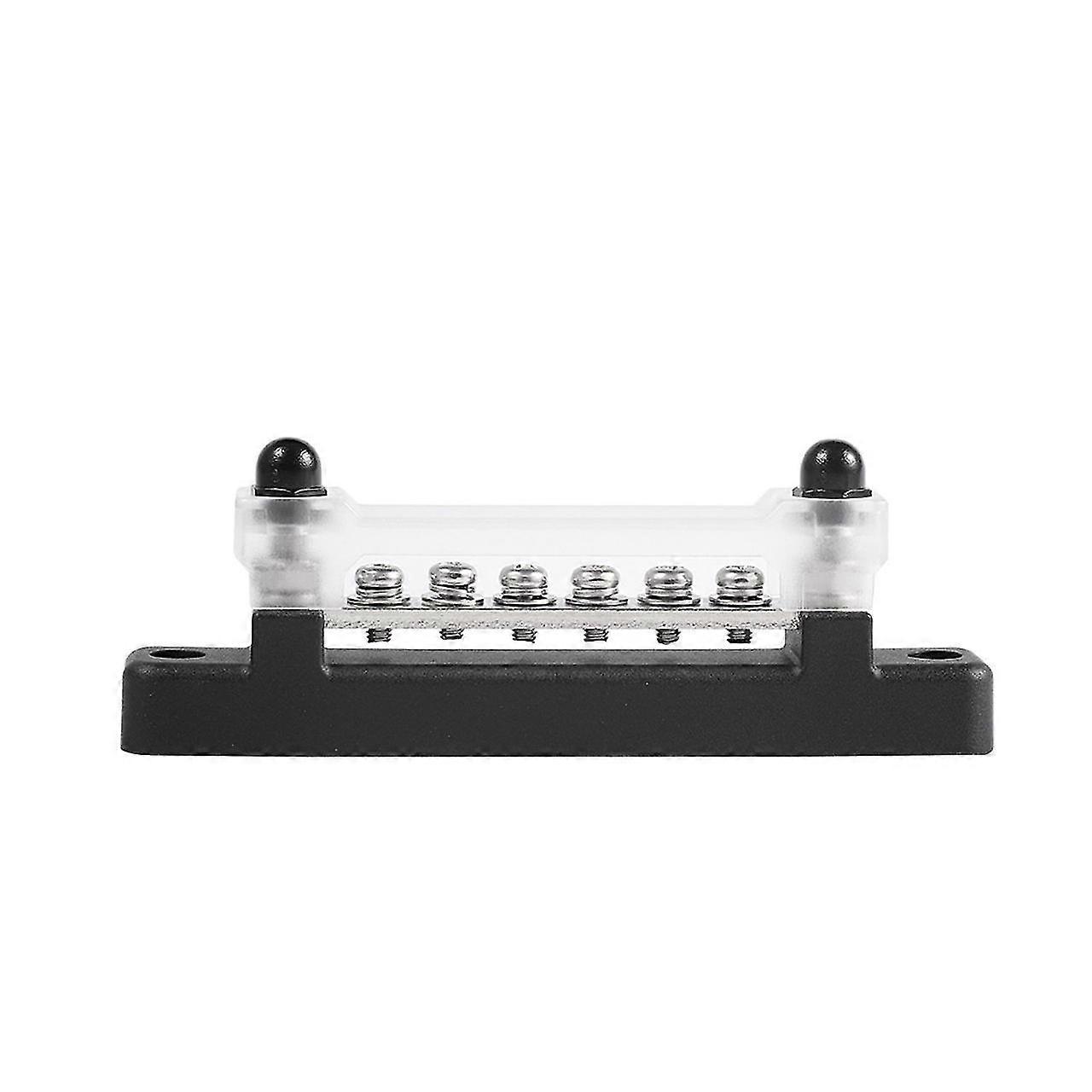 6 Terminal Bus Bar 150a Bus Bar Block Cover Ground Distribution Terminal Block Heat Shrink Ring Terminals For Car Boat Marine Caravan Rv (1pcs, Black)