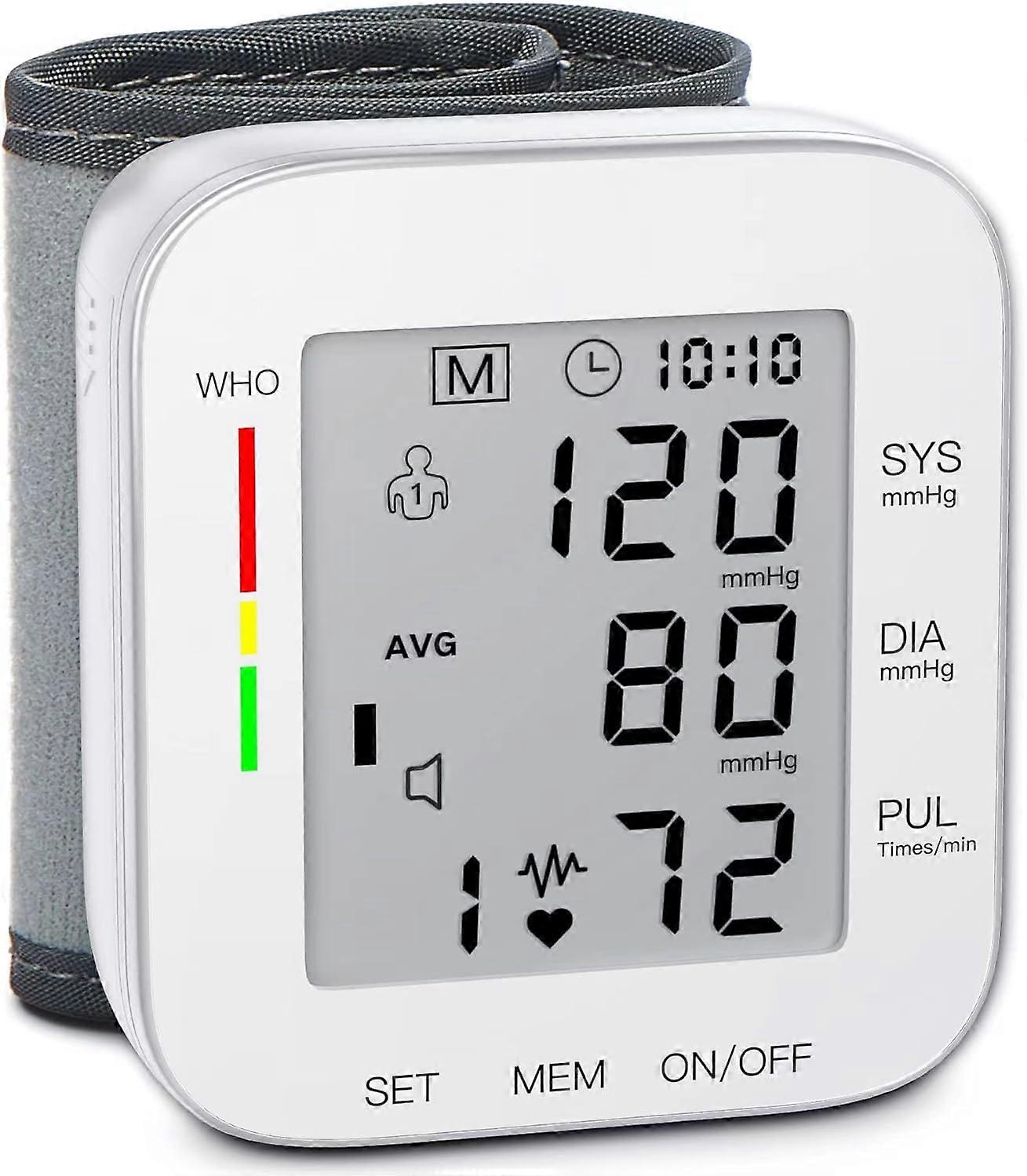 Wrist Blood Pressure Monitor Large LCD Display Blood Pressure Machine Adjustable Wrist Cuff 5.31-7.68inch Automatic 99x2 Sets Memory with Carrying Ca
