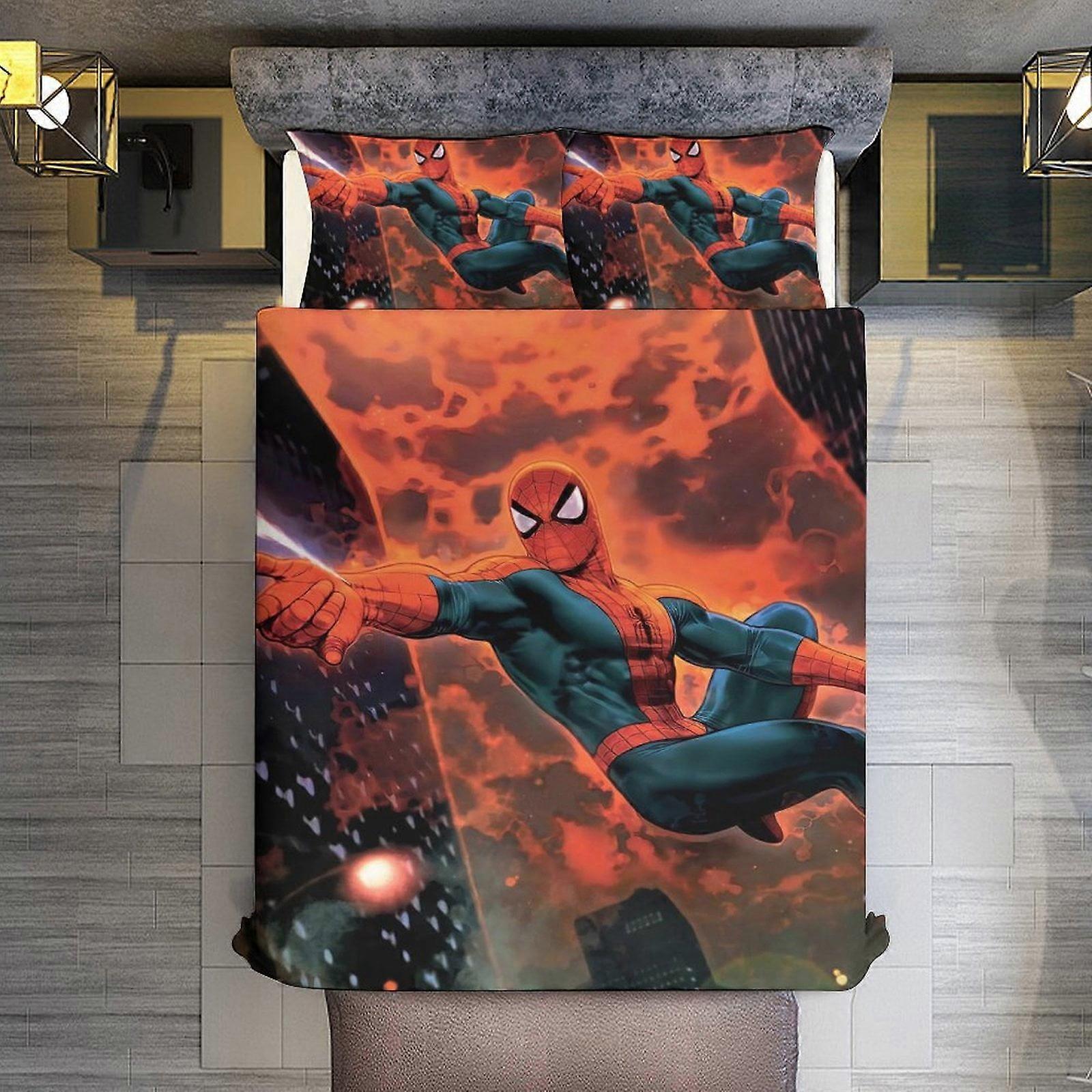 v818  Bed Sheets Bedding Spider-Man Unlimited 3 Piece Sets Full/Queen Size - Reversible Microfiber Quilts with 2 Shams Soft Lightweight Bedspread Cove