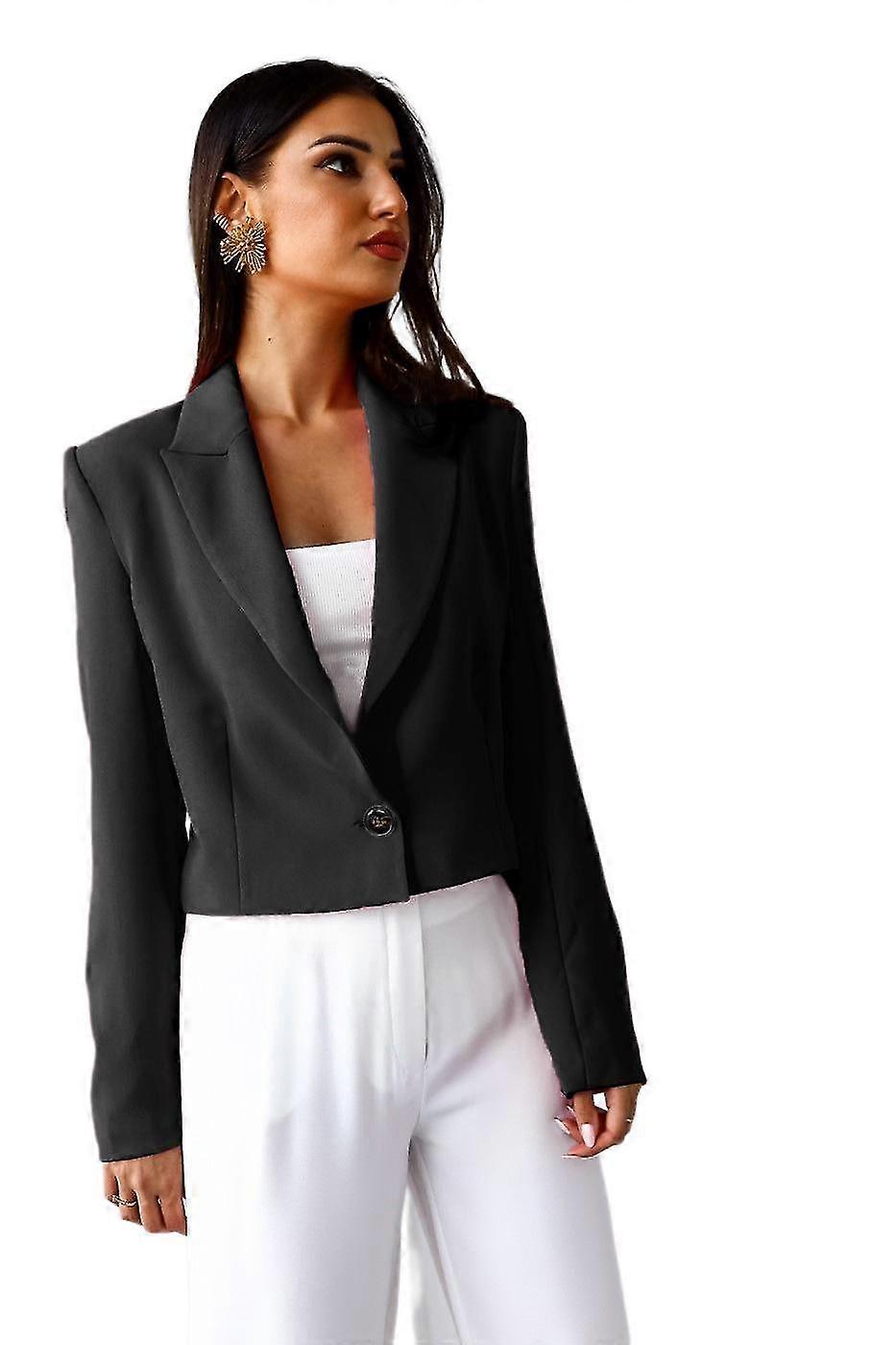 Women's Jacket Solid Color Long Sleeve Button Lapel Thin Suit Jacket