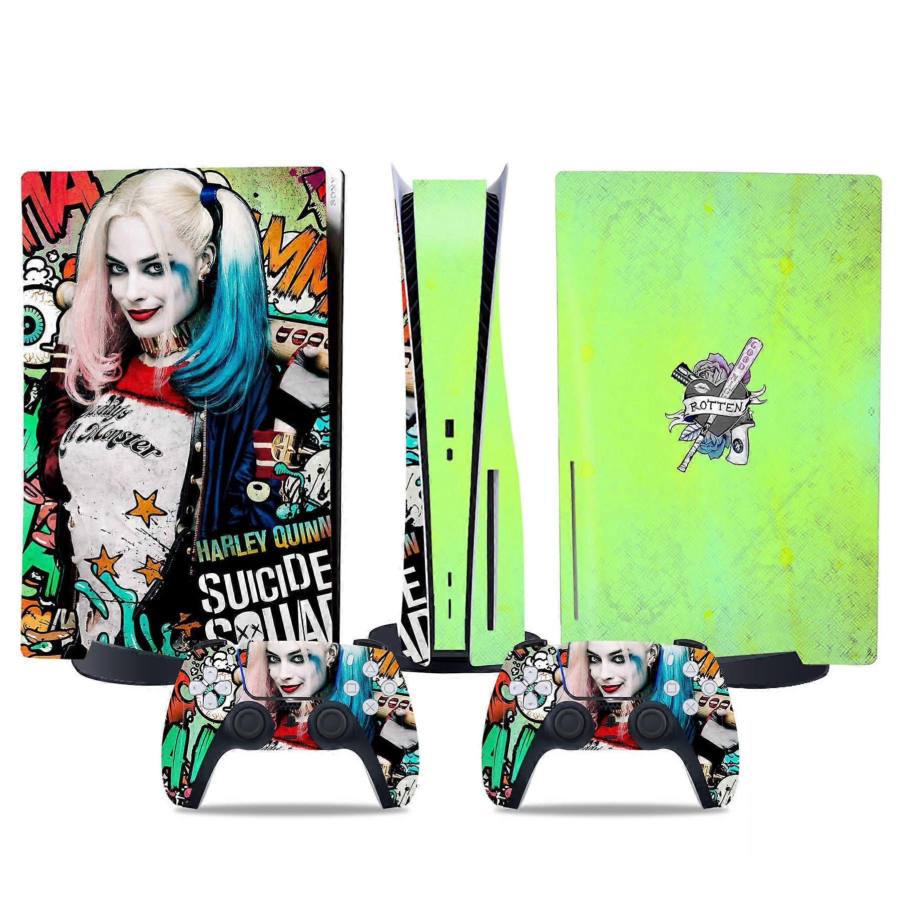 PS5 optical drive version sticker, cool PS5 skin, controller handle,for PS5 console and controller,DC cartoon,Halle3