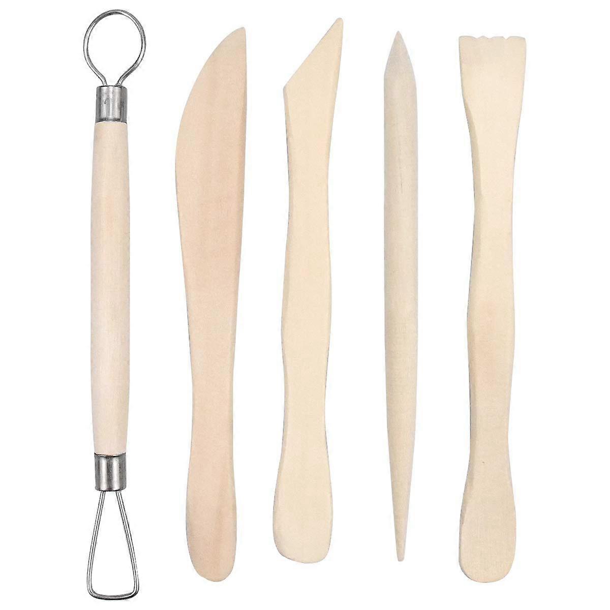 Pottery Sculpting Tools Set, 5Pcs Wooden Clay Modelling Tools, Pottery Clay Sculpture Tools for Ceramic Shaping