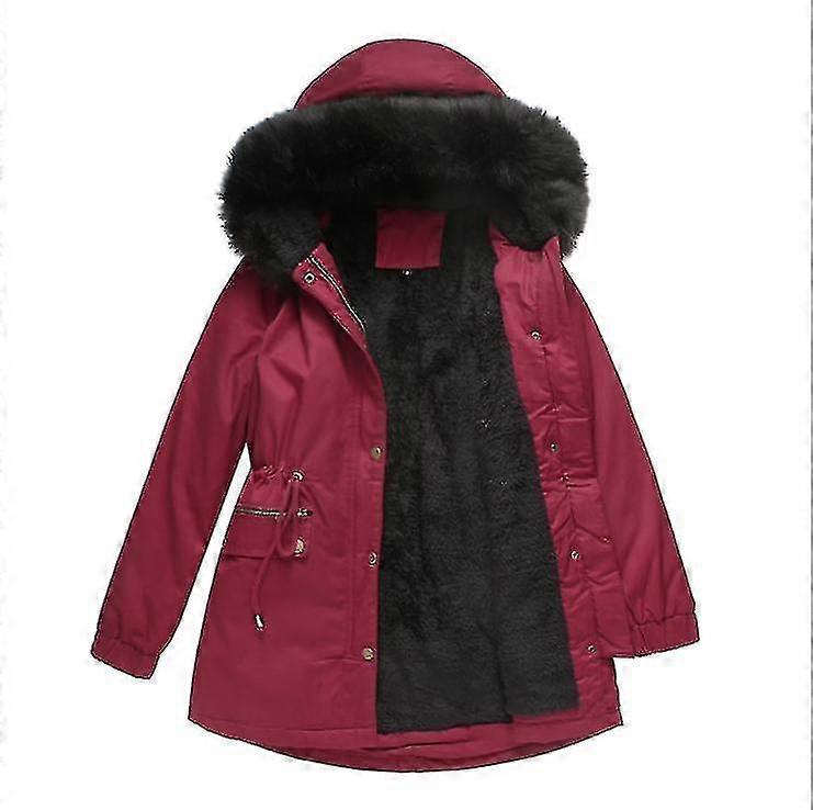 Womens Quilted Winter Coat Fur Collar Hooded Down Jacket