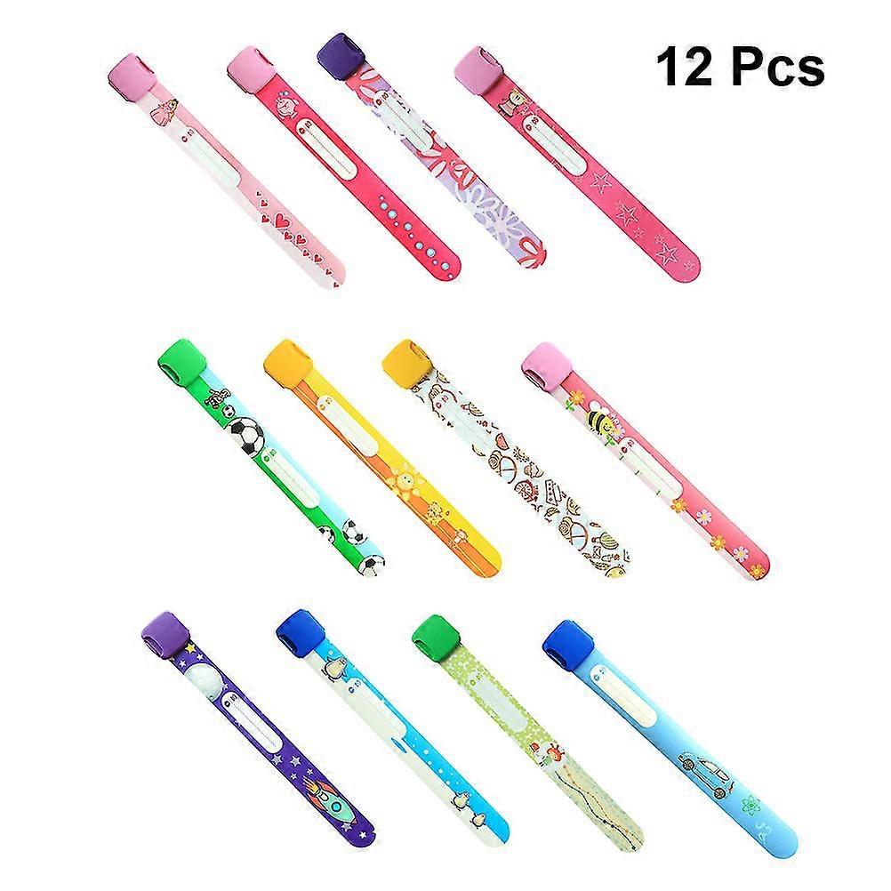 12pcs Children Safety Id Wristbands Reusable Adjustable Waterproof Identification Bracelets (random Pattern)