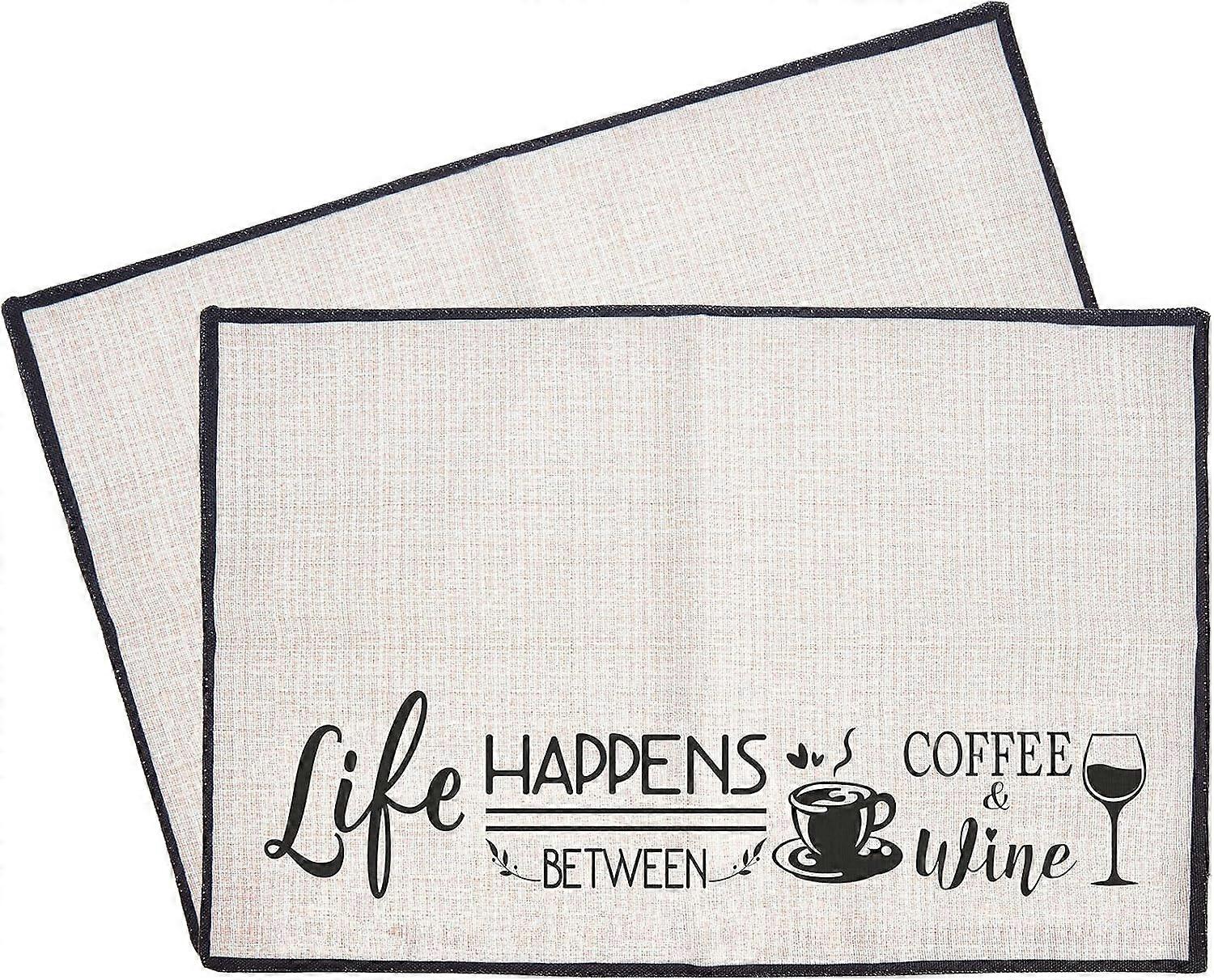 2pcs Coffee Bar Mat Coffee Maker Mat for Your Coffee Machine 20?X14? Burlap Placemat with Fabric Backing Coffee Bar Accessories for Kitchen Countertop
