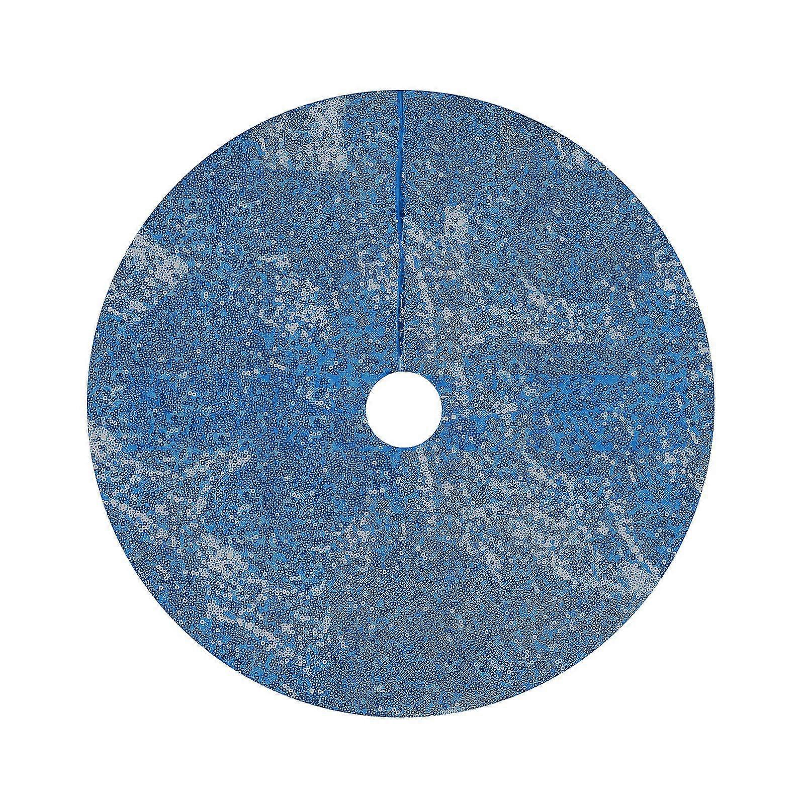 Haloppe Tree Skirt Solid Color 122cm Round Sequins Double Layer Fabric Christmas Tree Floor Mat