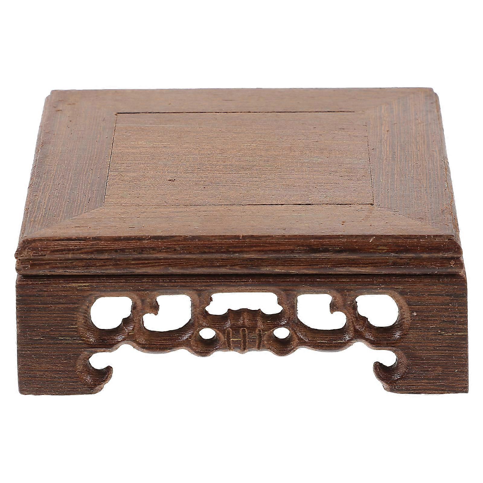 Trädisplaybas Dekorativ staty Buddha Displaybas Tekannahållare