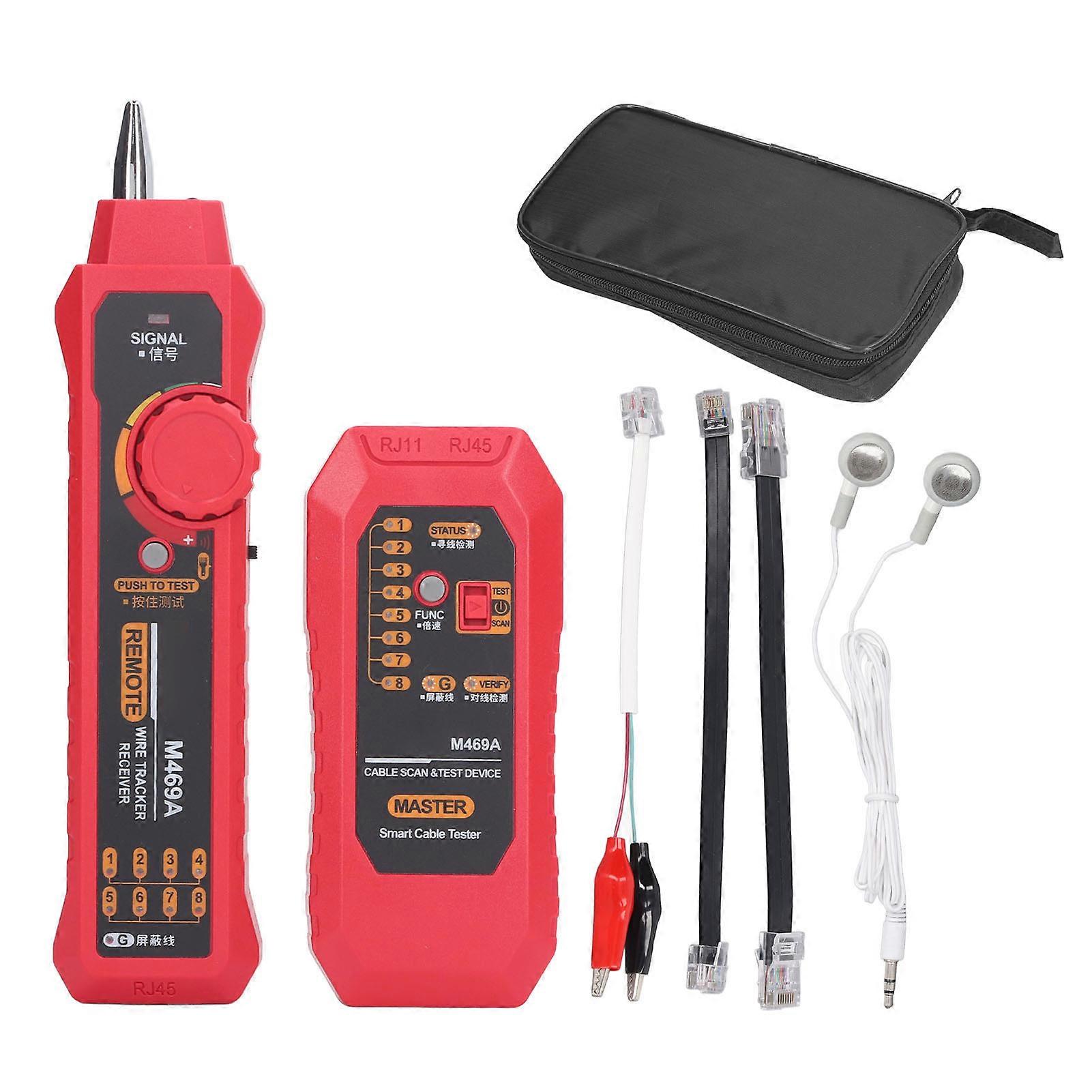 Network Cable Tester Multifunctional Anti Interference Portable Wire Tester Finder with Earphone Light No battery
