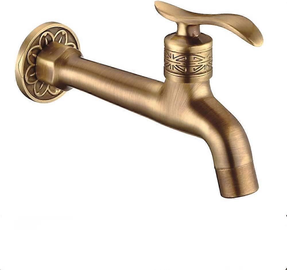 Antique Brass Faucet Handle Laundry Bathroom Wall Mounted Washing Machine Faucet Outdoor Garden Single Hose Cold Faucet